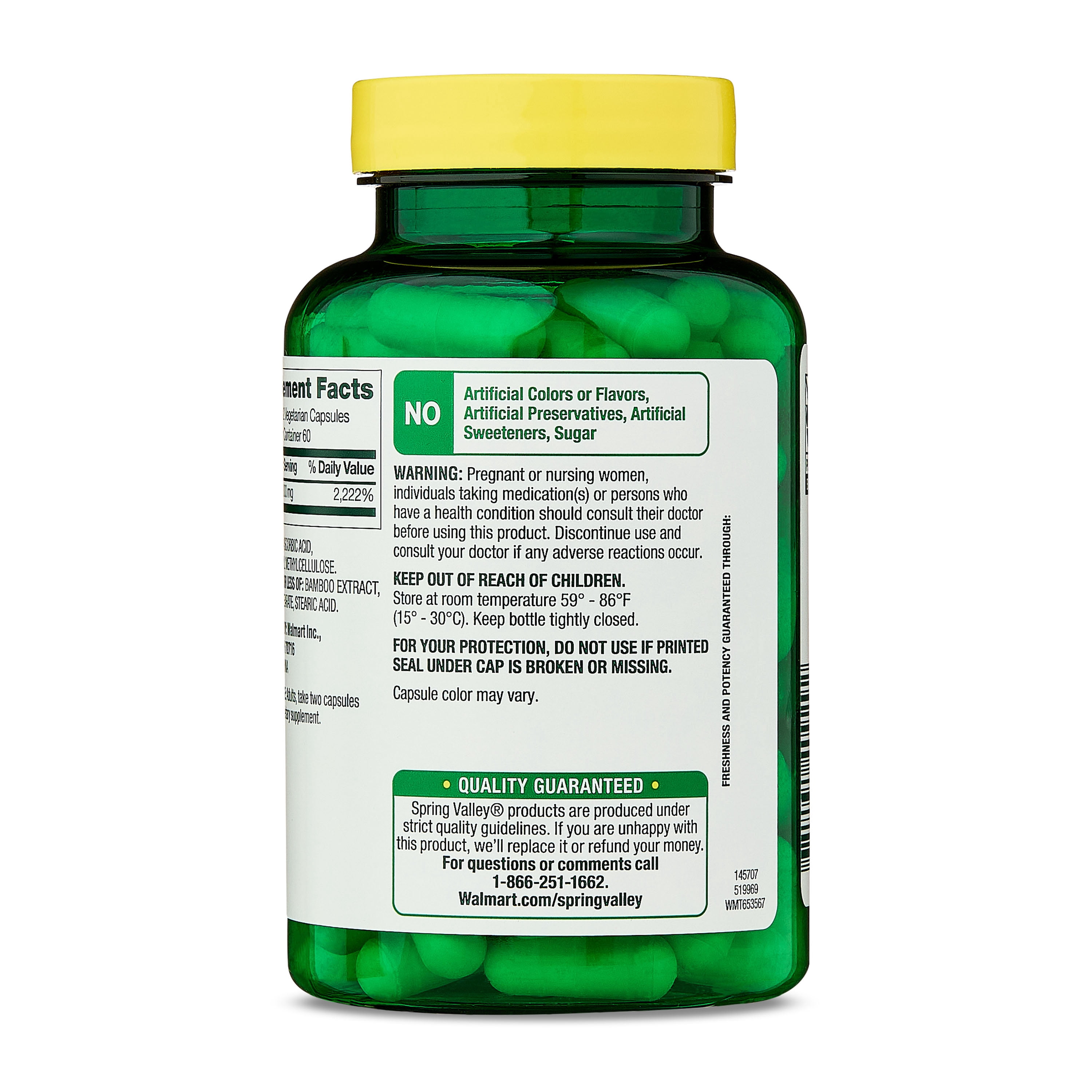 Spring Valley Ultra Strength Vitamin C, 2,000 mg, 120 Count, Dietary Supplement Capsules for Immune Health