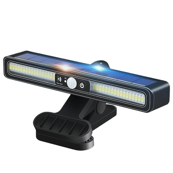 Solar Motion Sensor Lights - 3 Mode Clip-On Outdoor Security Light | IPX4 Waterproof | Black Plastic | 20cm LED Solar Panel for Garden Fence Patio