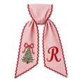 thumbnail image 7 of PLPPYFS Christmas Wreath Sash, Pink Striped Letter Wreath Bow Sash with Embroidered Christmas Tree, Scalloped Red Edge Holiday Wreath Decor, Front Door Wreath Sash Decoration, 7 of 7