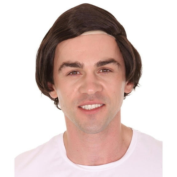Comb Over Bald Men’s Wig – Dark Brown, Realistic Adjustable Halloween Cosplay Party Costume Hair
