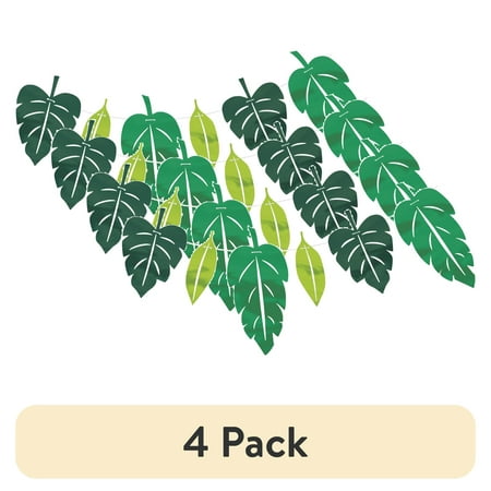 (4 pack) Multicolor Foil Palm Leaves Paper Garland 7 ft by Way To Celebrate