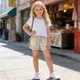 thumbnail image 5 of Girls Casual Summer Shorts Elastic Waist Drawstring with Large Patch Pockets Raw Hem Fringe Bottoms Lightweight Lounge Wear Active Play Vacation Shorts, 5 of 8
