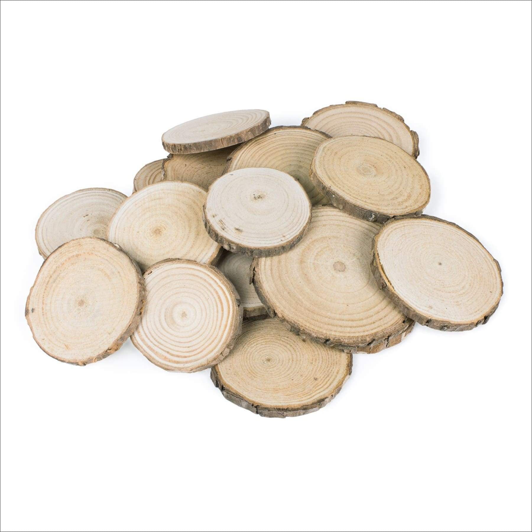 Mini Assorted Size Natural Color Tree Bark Wood Slices Round Log Discs