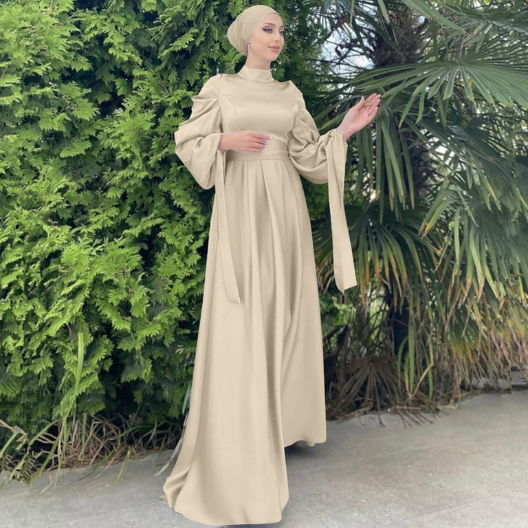 Muslim Maxi Dress Fashion Hijab Dresses Solid Color Islam Clothing Abaya  Dresses - Walmart.com