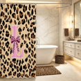 thumbnail image 3 of Manfei Kawaii Bowknot Letter L Shower Curtain 72Wx78L,Chic Cheetah Bath Curtain,Peach, 3 of 5