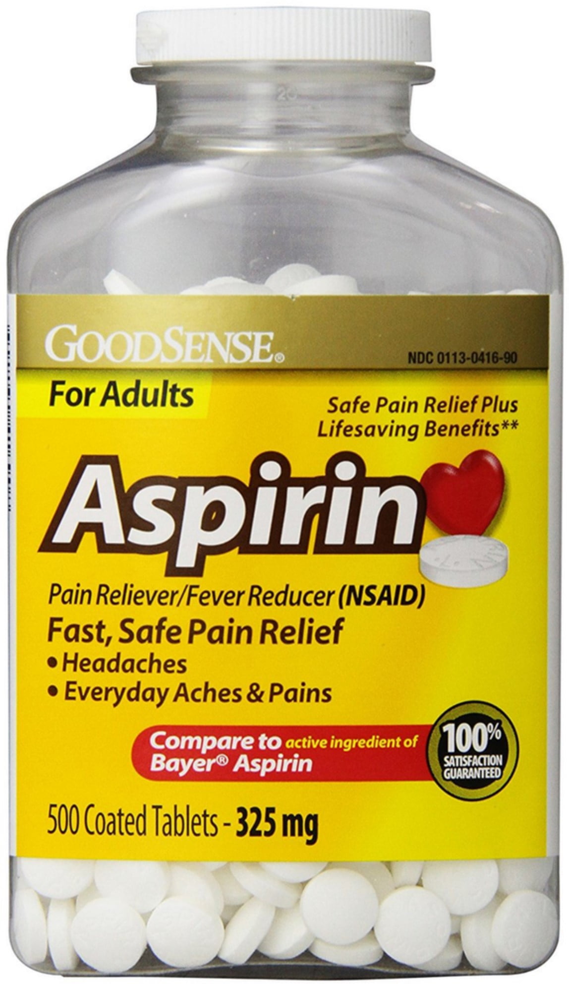 GoodSense Coated Aspirin Pain Reliever Tablets, 325 mg, 500 Count