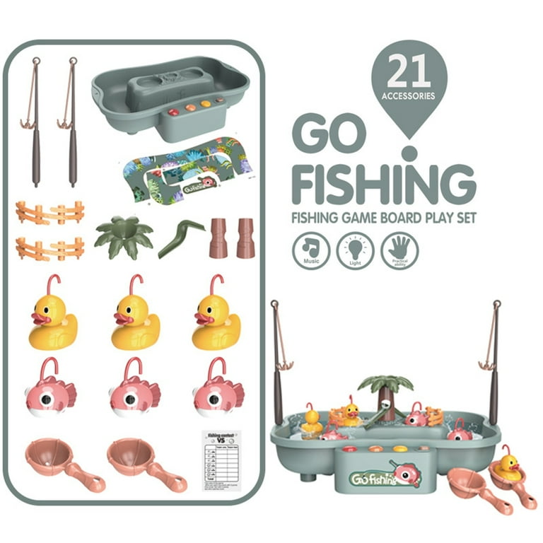 Go Fishing Game, 6 Ducks Water Circulation Music, Light, Preschool 3 to 7  Girls Boys Br Mundo Toys.