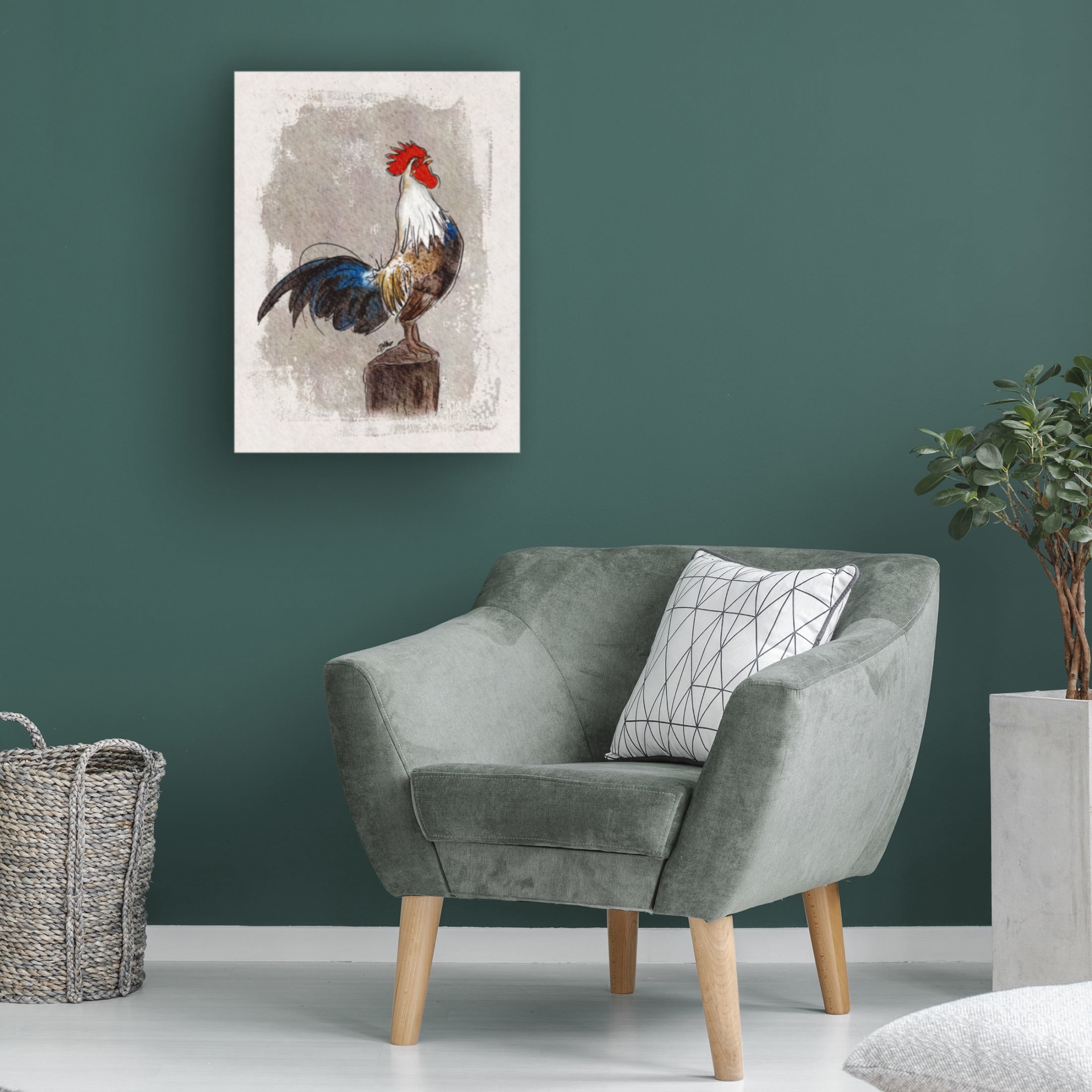 Canvas Wall Art - Shanda Louis 'Cock-a-doodle-do' Wall Art for Living Room, Bedroom, or Office Décor by Trademark Fine Art - 18 x 24 Inches