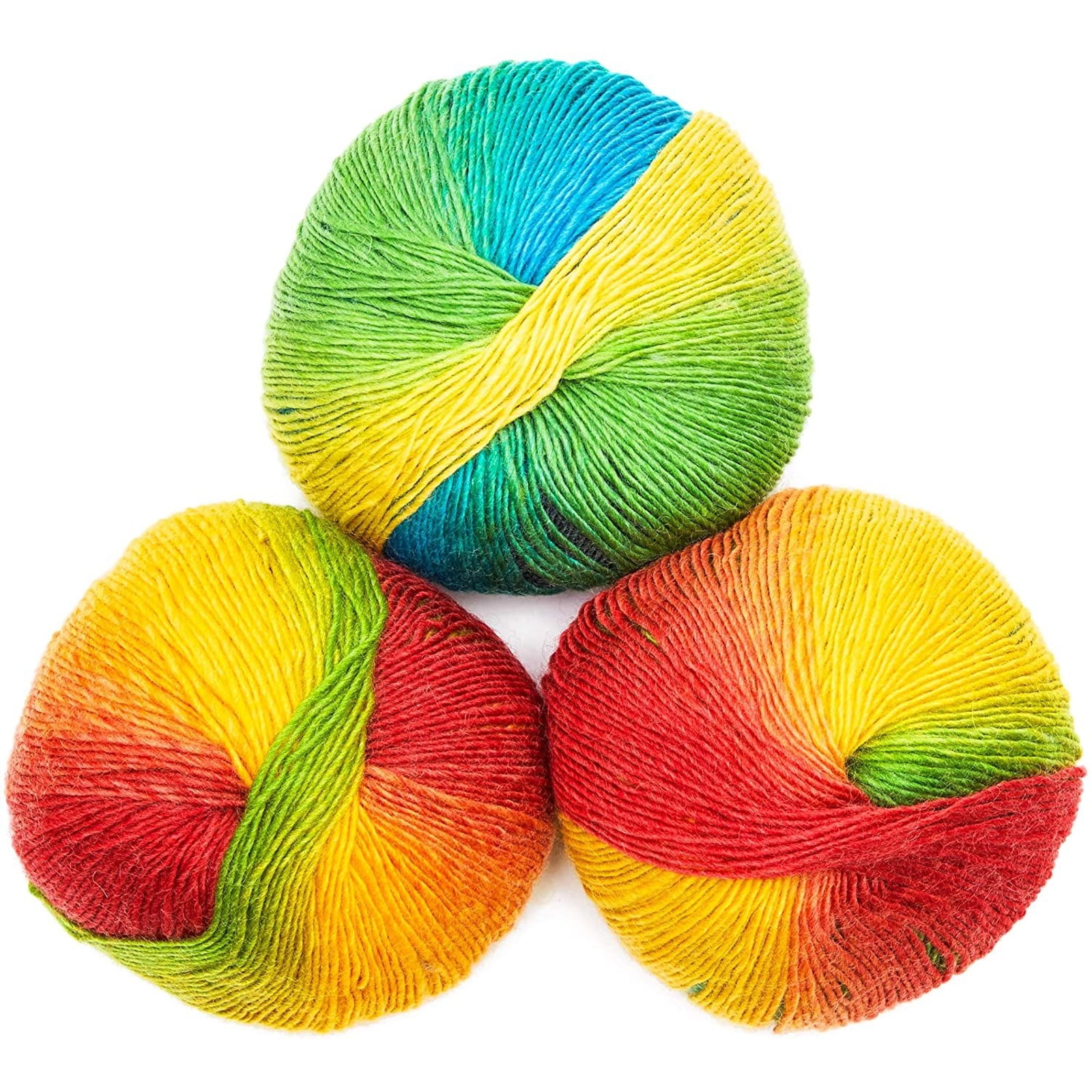 3 Pack 1.8oz Soft Acrylic Rainbow Color Yarn Skeins 196 Yards Craft Yarn for Knitting and Crochet