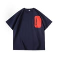 thumbnail image 3 of Krdevn Men's Sleeve T Shirts Oversize Zipper Pocket Comfortable Crewneck Graduated Color Fit Shirt Tops,L, 3 of 8
