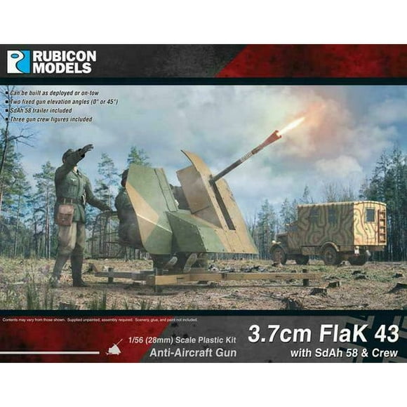 Rubicon German 3.7cm FlaK 43 with SdAh 58 Trailer &amp; Crew New