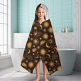 thumbnail image 6 of Brown Sun Moon Cloud Pattern Hooded Bath Towel，60"x35" for Ages 3 To 12 Kids, Quick Dry Lightweight Soft Microfiber Hood Beach Towel Cover Up for Kids, 6 of 7