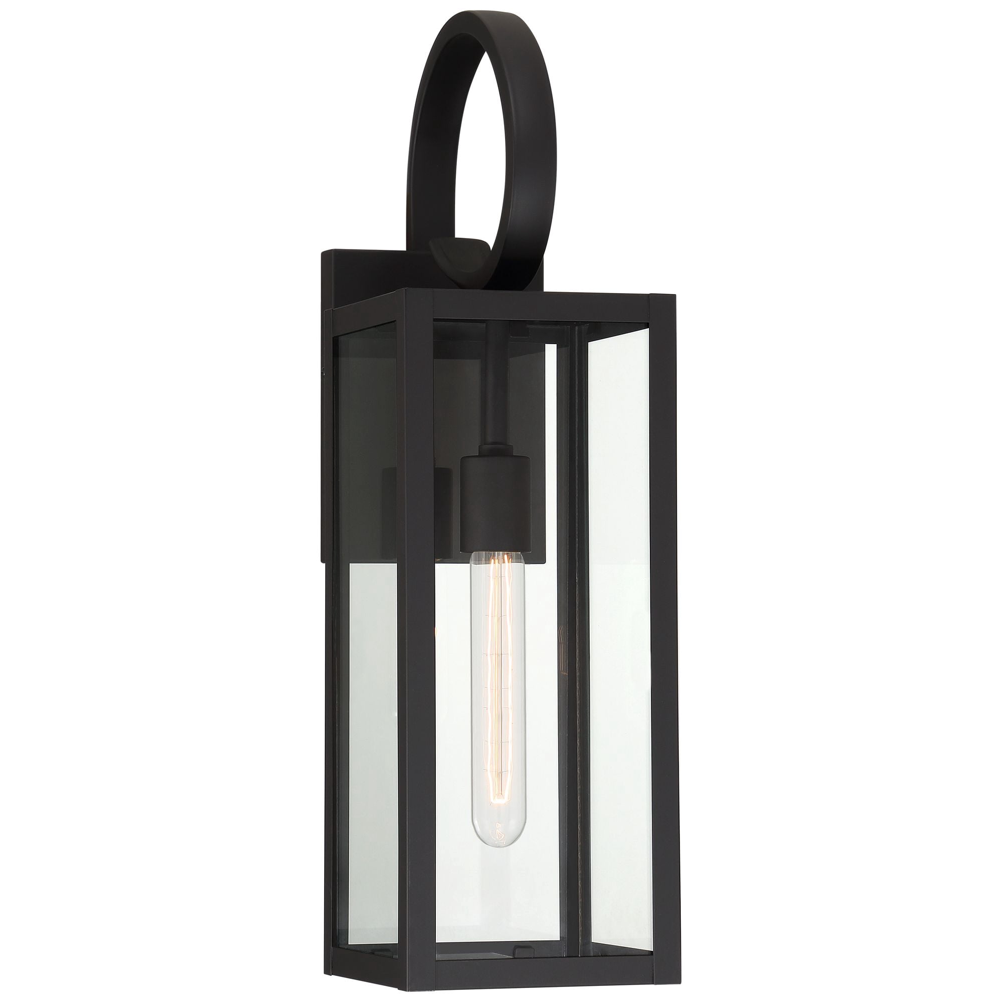 John Timberland Mira 21" High Farmhouse Rustic Lantern Outdoor Wall Light Fixture Mount Porch House Edison Bulb Black Finish