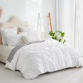 thumbnail image 1 of Nayoroom 3 Pieces White Flower Folded Duvet Cover Boho Textured Geometric Pattern King Bedding Set with Corner Ties & Zipper Closure, 1 of 6