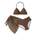 thumbnail image 3 of Girl's 3-Pieces Triangle Bikini Set for Kids Casual Split Halter Top Bikini Children's Summer Beach Swimsuit swimsuit for girls, 3 of 6