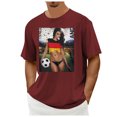 thumbnail image 1 of TSADFHJI Hauts de Gym pour Hommes Automne Drapeau d'Allemagne Imprimé Manches Courtes Col Rond T-Shirt Floral Tendance Mode Basique TTG Vin, 1 of 6