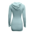 thumbnail image 4 of HJYCHN Women Elegant Warm Winter Sweater Knit Dress Long Sleeve Solid Color Fashion Mid-length Casual Outfit Blue XL, 4 of 6