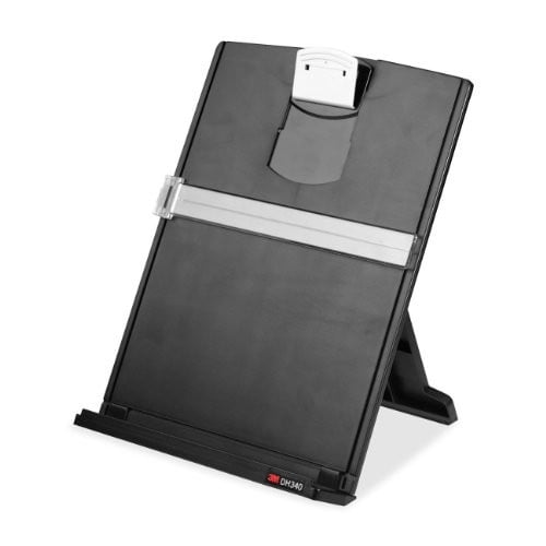 DH340MB Renewed 3M Desktop Document Holder with Adjustable Clip Legal and A4 Documents Bottom Ledge Has Lip to Keep up to 150 Sheets Securely in Place Holds Letter Black Folds Flat for Storage 