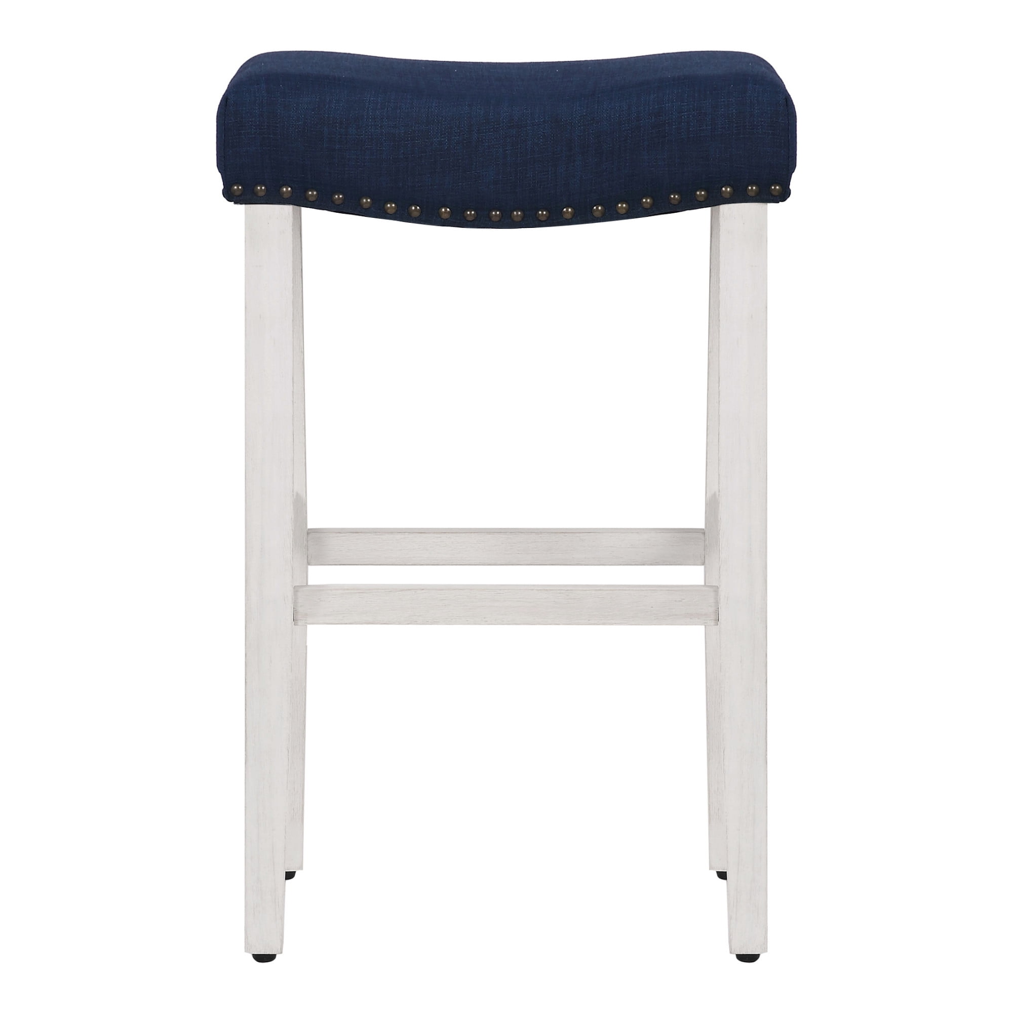 Nail Head Trim Antique White Navy Blue, Navy Counter Height Bar Stool