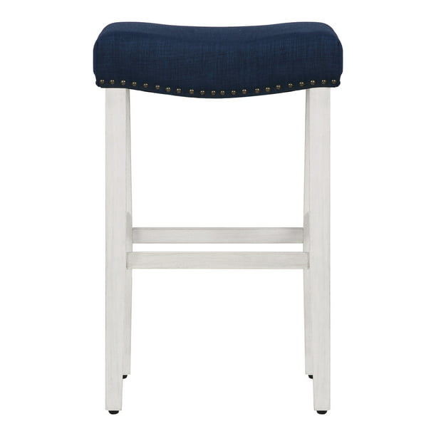 Nail Head Trim Antique White Navy Blue, Navy Counter Height Bar Stool