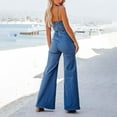 thumbnail image 5 of Riforla Women's Casual Summer Denim Jumpsuit Cotton Light Washed Blue Neckline Stretchy Slim Fit Pants Jumpsuits for Women Blue L, 5 of 9