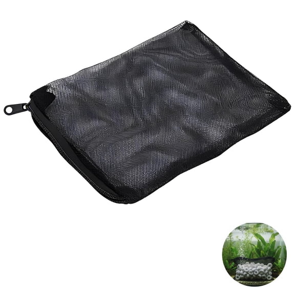 10Pcs Aquarium Filter Media Mesh Bags, 1mm Hole Size, Plastic Zipper Net Pouches for Bio Media, Ceramic Rings, Activated Carbon Storage（Black, 7.9 x 5.9'')