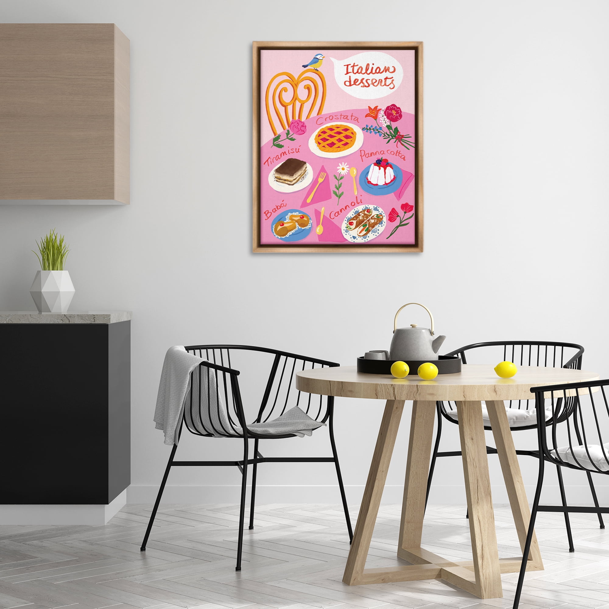 Stupell Industries Italian Desserts Table Food & Beverage Painting Brown Floater Framed Canvas Art Print Wall Art, 25 x 31