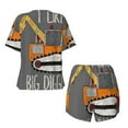 thumbnail image 5 of Picia I Like Big Digger Pajamas Sets for Women Soft Short-Sleeved Pjs with Lounge Shorts Two Piece Sleepwear-Large, 5 of 9
