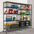 thumbnail image 2 of Étagères Métalliques en Fil avec Roues 5 Niveaux Robustes Rangement de Garage Étagères Roulantes Unité Organisatrice Rack en Métal Commercial Utilitaire Ajustable Étagères Robustes pour Cuisine Garage Garde-Manger Salle de Bain Buanderie, 2 of 9