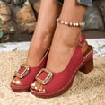 thumbnail image 3 of Dakaela Slingback Heeled Sandals for Women Fashion Open Toe Dressy Chunky Low Heels Wedge Casual Dress Pumps Shoes for Wedding Party Red 7.5, 3 of 7