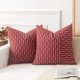 thumbnail image 1 of HAYAN Kevin Textile Wine Red and Beige Patchwork Farmhouse Throw Pillow Covers 16 x 16 Inch, Christmas Pack of 2 Striped Linen Decorative Pillow Case for Sofa Couch Chair Bedroom Modern Decor, 1 of 1