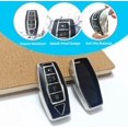 thumbnail image 3 of Key Fob Cover Compatible with Mitsubishi Outlander 4 Button TPU Leather Silicone Keychain Case Holder Protector,4 Buttons B Silver Black, 3 of 5