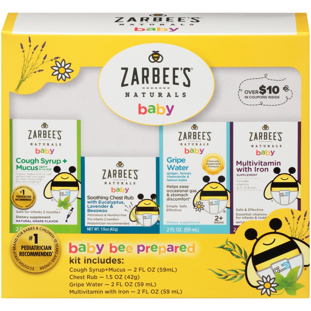 Zarbee's Naturals Baby Bee Prepared Kit, Cough Syrup + Mucus, Chest Rub
