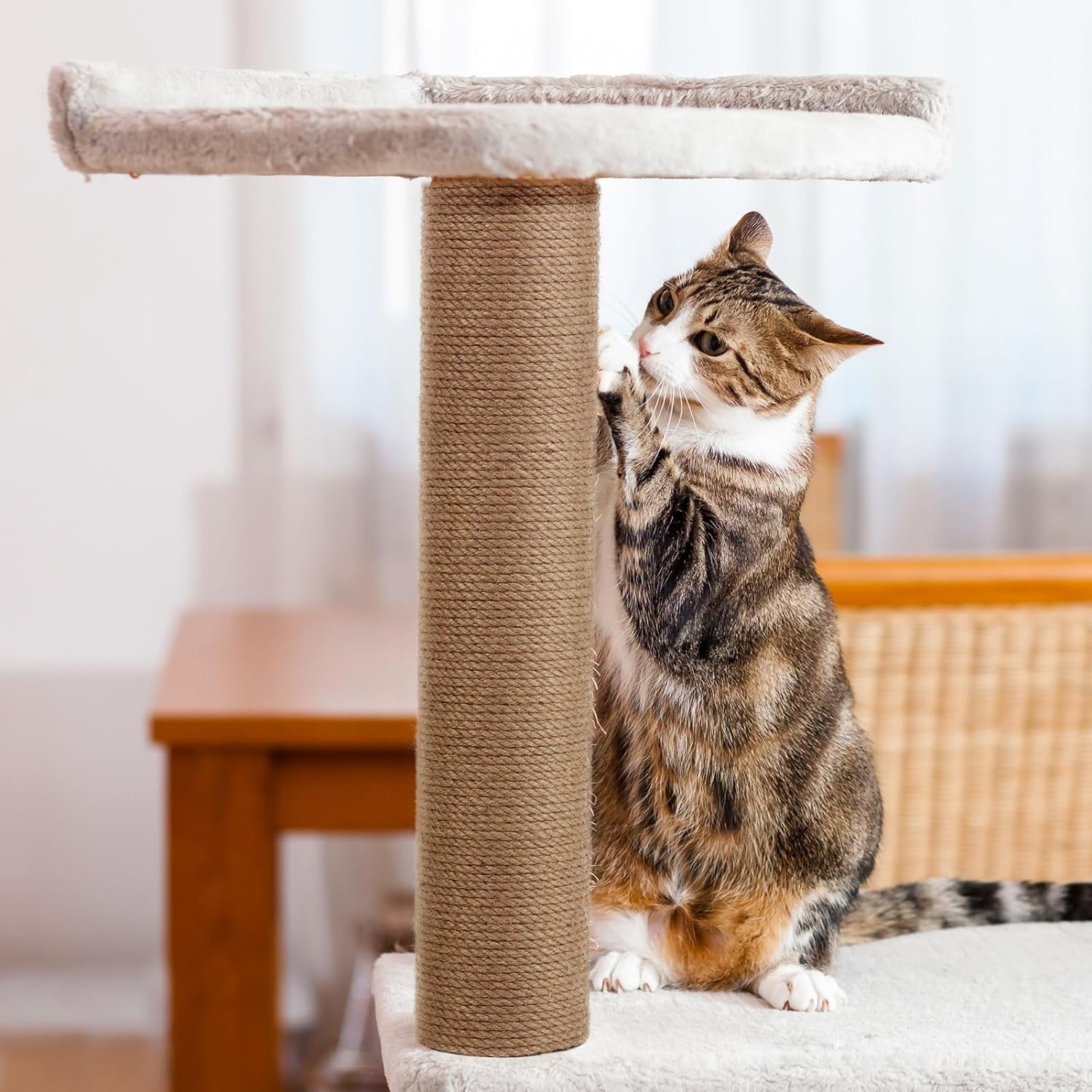 4 PCS M8 Cat Scratching Post Replacement,  15.7 x 3.1 Inches Cat Tree Replacement Post-Natural Jute Pole for Indoor Cats with M8 Screws, for Kitten Tree Tower Spare Cat Furniture Accessories