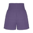 thumbnail image 5 of Xunlbb Women's Shorts Women's Summer Fashion Solid Color Drawstring Shorts,Purple S, 5 of 6