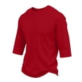 thumbnail image 2 of Trgacdwlo Mens Big and Tall 3/4 Sleeve Shirts Crew Neck Mens Shirts Casual Summer Fall Big and Tall Solid Solor Shirts for Men Red XL, 2 of 6