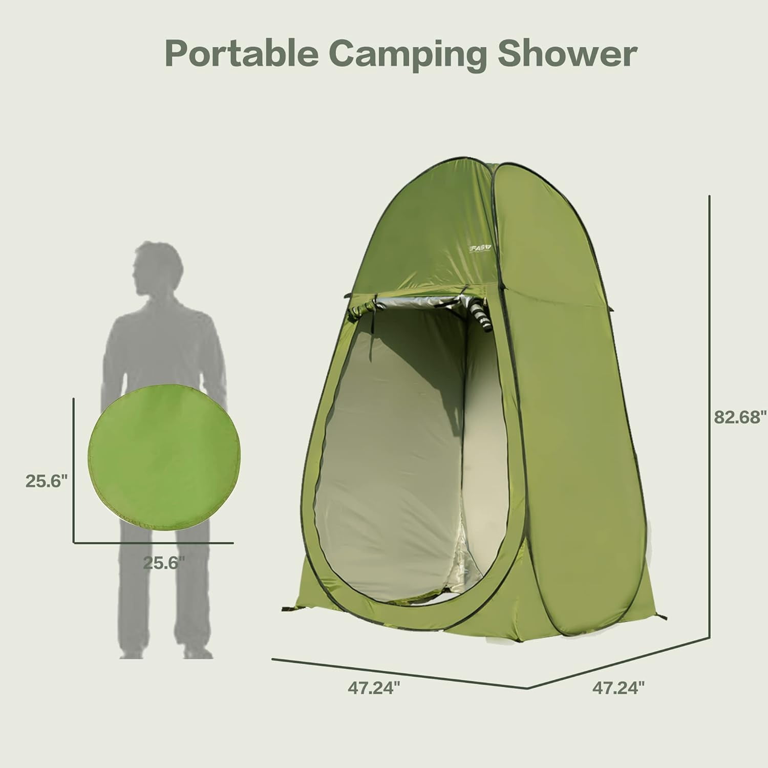 7FT Instant Pop Up Camping Shower Tent, Portable Privacy Toilet & Dressing Room Tent, Foldable Outdoor Sun Shelter for Beach Fishing Hiking