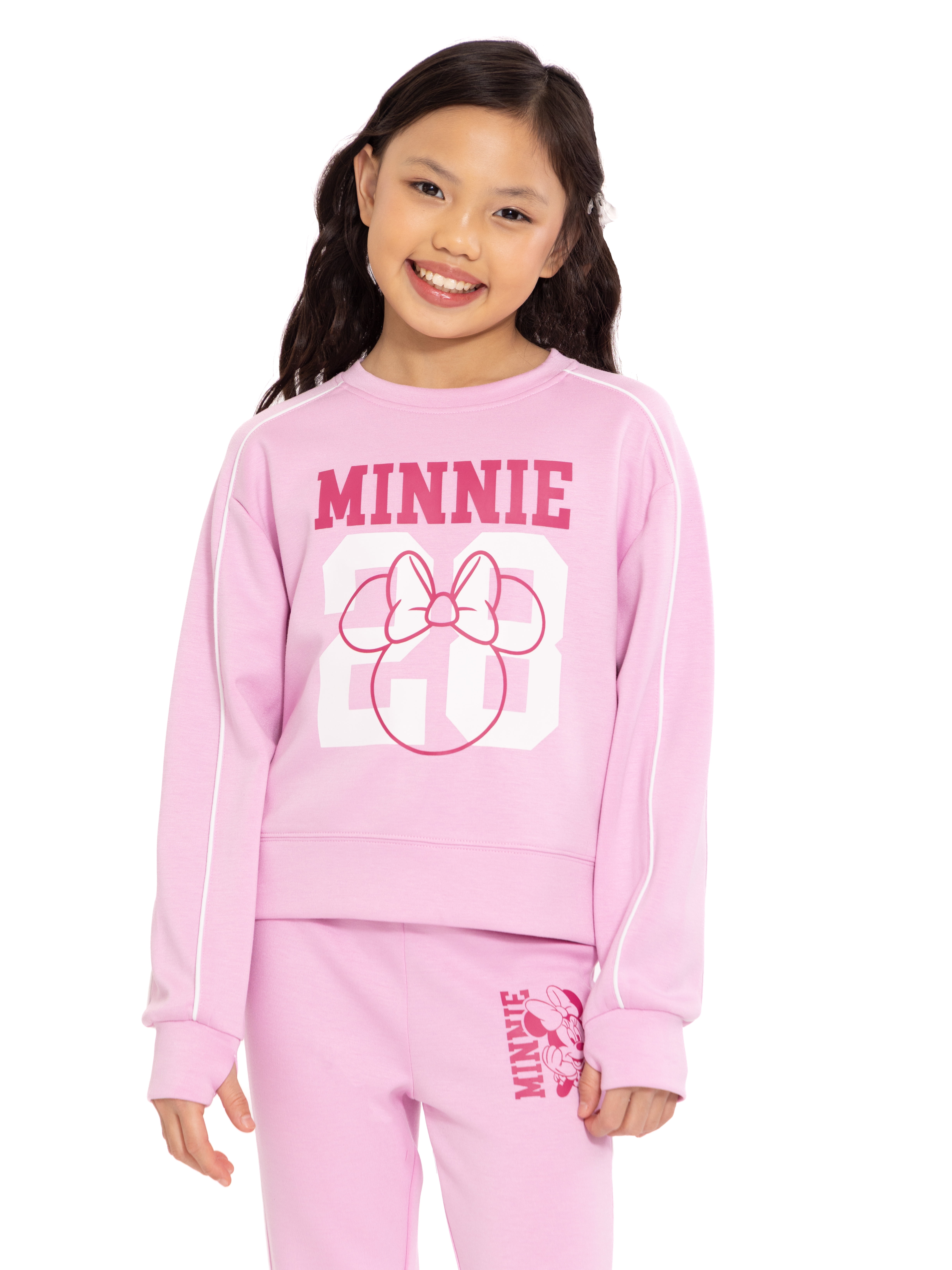Minnie Mouse Toddler & Big Girls Active Graphic Sweatshirt with Long Sleeves, Sizes 12M-12