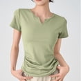 thumbnail image 2 of Women's Summer Short Sleeve V Neck Tank Top Cami Camisole Solid Color Casual Daily Wear Vacation Beach Outfits Fashion Essential Gift for Women | Aestivo,Green L, 2 of 9
