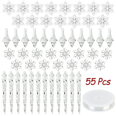 Bangcool Clear Acrylic Christmas Decorative Accent Ornaments, 55 Count