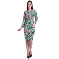 thumbnail image 3 of Moomaya Printed Full Sleeve Bodycon Dress for Women Scoop Neck Side Slit Casual Clothing, 3 of 8