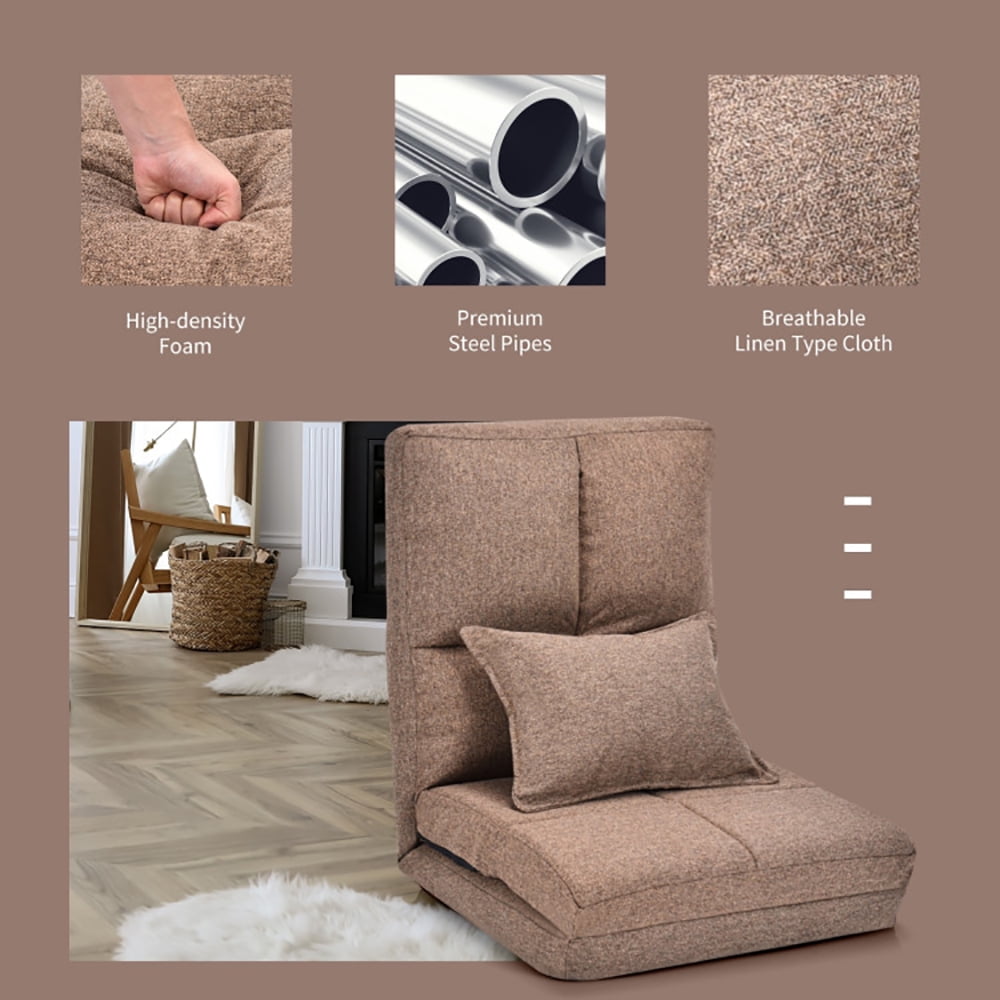 Finihen Folding Sleeper Couch, Fold Down Flip Convertible Sleeper Couch with Pillow, Foldable Mattress for Living Room, Dorm, Home, Office, Apartment, Brown Finihen Folding Sleeper Couch, Fold Down Flip Convertible Sleeper Couch with Pillow, Foldable Mattress for Living Room, Dorm, Home, Office, Apartment, Brown