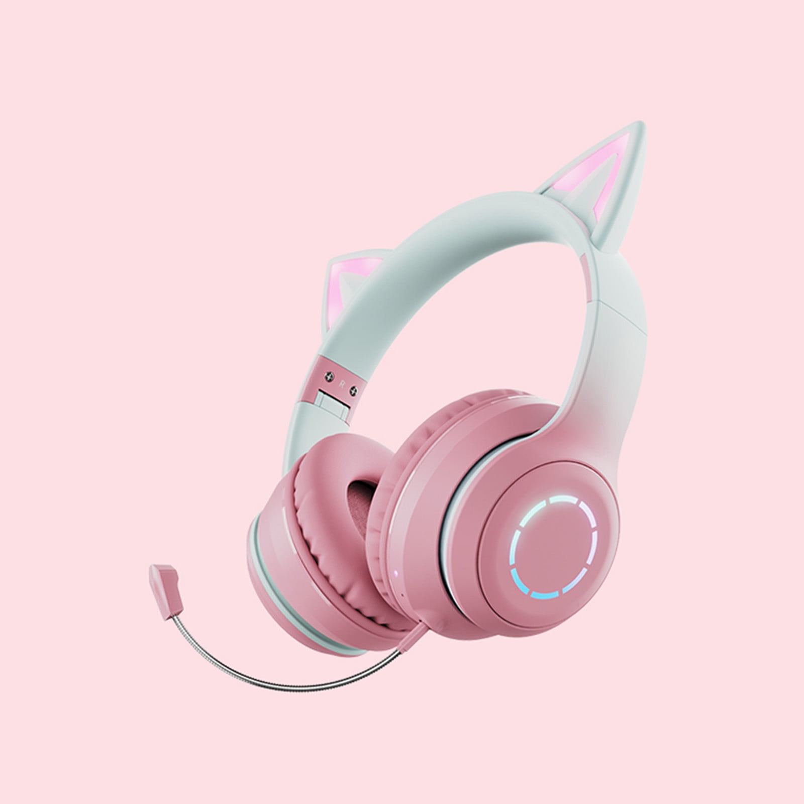 MICLOZYT Bluetooth Headphones Over Ear,Cat Ear Shaped Portable Foldable Wireless Bluetooth Headset,for Home Office Cellphone PC.,Pink