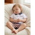 thumbnail image 6 of BemeyourBBs Toddler Baby Boy 4th of July Outfit Baby Boys Patriot Independence Day Clothes Short Sleeve Lapel Collar America Flag Firework Print Shirt Tops and Shorts Set Baby Boy Summer 2Pcs Outfit, 6 of 9