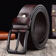thumbnail image 1 of Cinturón de cuero para hombre Cinturón de piel de vaca con hebilla negra para hombre Cinturón informal con hebilla de pasador para hombre, diseño versátil Material de cuero genuino, 1 of 6