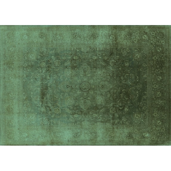 Ahgly Company Indoor Rectangle Oriental Turquoise Blue Industrial Area Rugs, 7' x 10'
