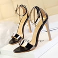 thumbnail image 3 of Zapatos de mujer de moda y sexys con tacón alto y delgado para discoteca, con punta abierta y bloques de color, sandalias con agujeros para mujer, zapatos de mujer, 3 of 4