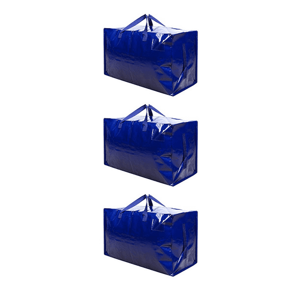 Hweilai Large Heavy Duty Storage Bags (Blue, Set of 3) with Zipper Closure and Label Pocket for Moving, Clothes Storage, Laundry Bag, Packing, Water Resistant