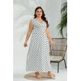 thumbnail image 4 of Plus Size High Waist Dresses for Curvy Women Party Casual Smocked Maxi Dresses Summer Sleeveless Ladies Long Dresses White, M, 4 of 5