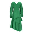 thumbnail image 5 of aohooy Corset Dresses for Women Plus Size Ruffled Gothic Vintage Cowgirl Midi Dress Irregular Hem Long Sleeve Sundress Western Outfit 2025 Green,XXL, 5 of 8